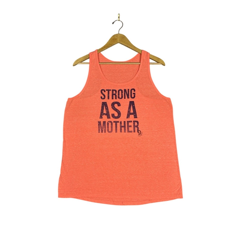 Iron Gear Strong As A Mother Tank Top Graphic Racerback Orange Womens Medium